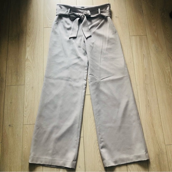 Sandra Angelozzi Pants - Sandra Angelozzi Light Beige Tie Waist Wide Leg Pants